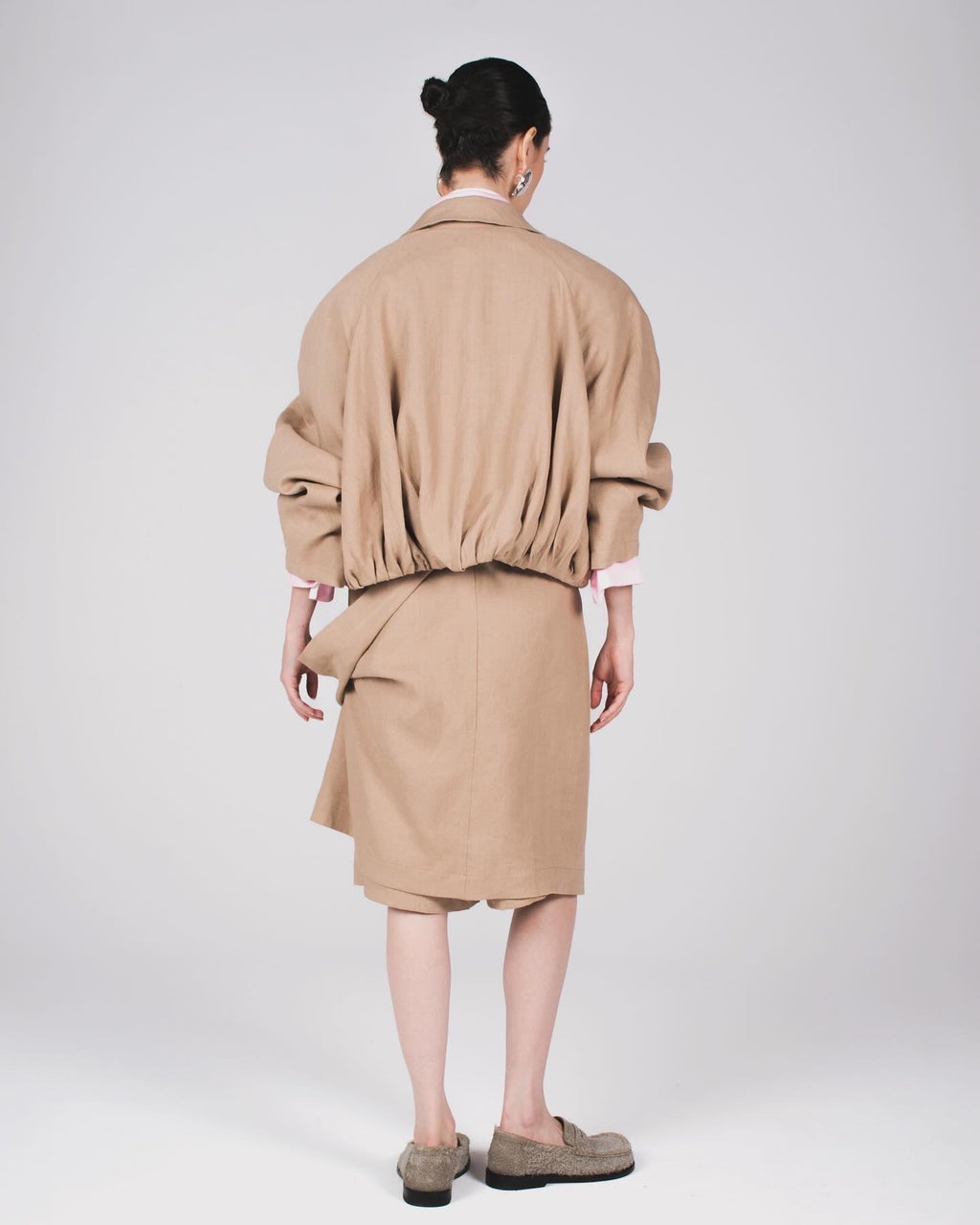 Puffy bomber jacket in linen