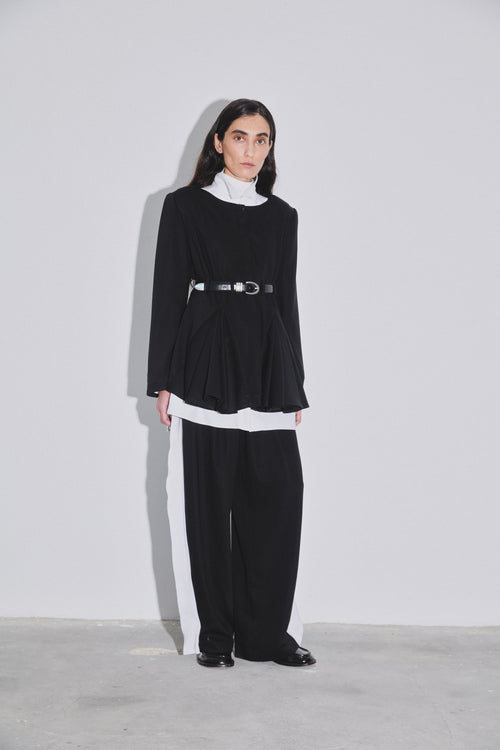 Deconstructed Tuxedo Trousers with White Straps