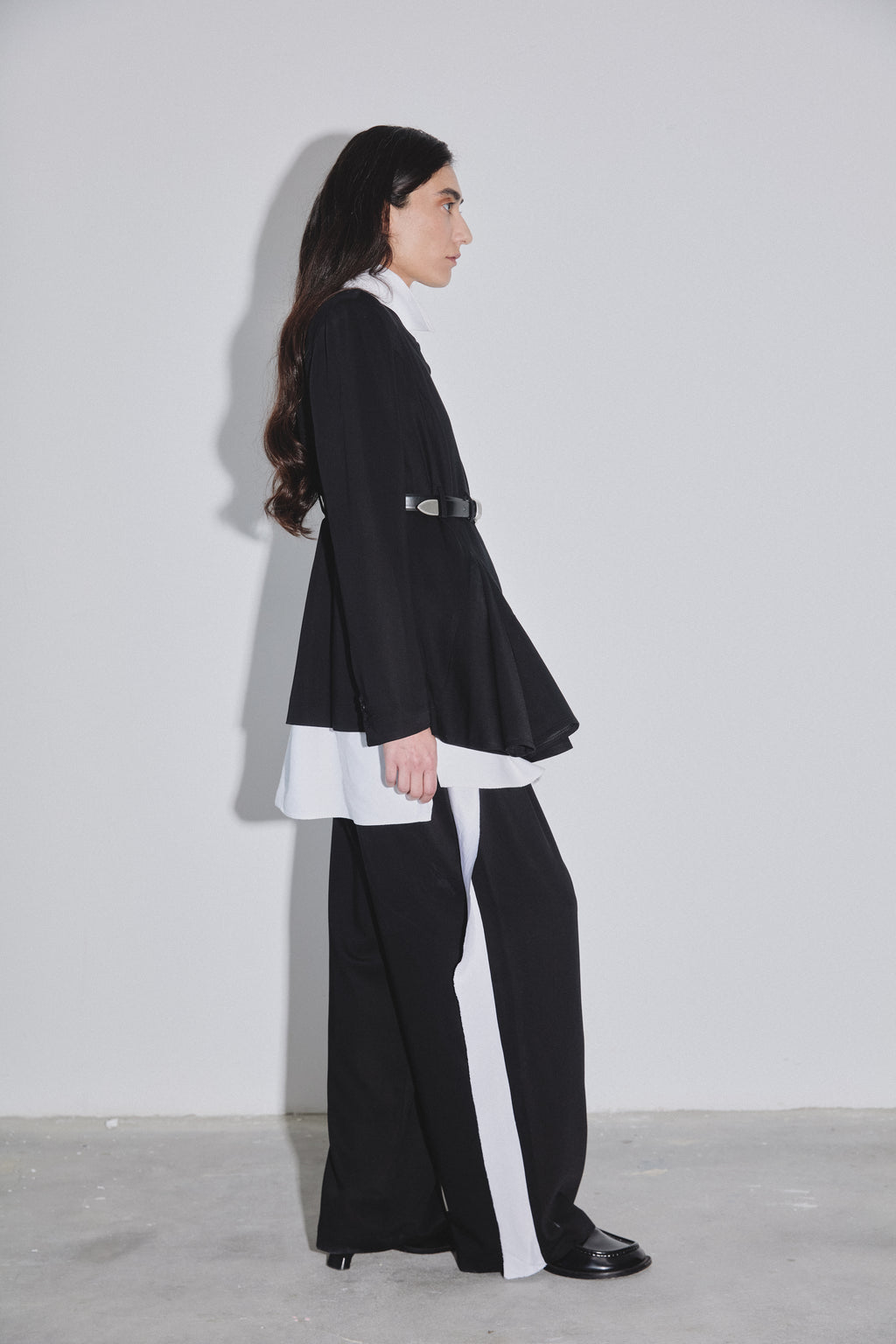 Deconstructed Tuxedo Trousers with White Straps