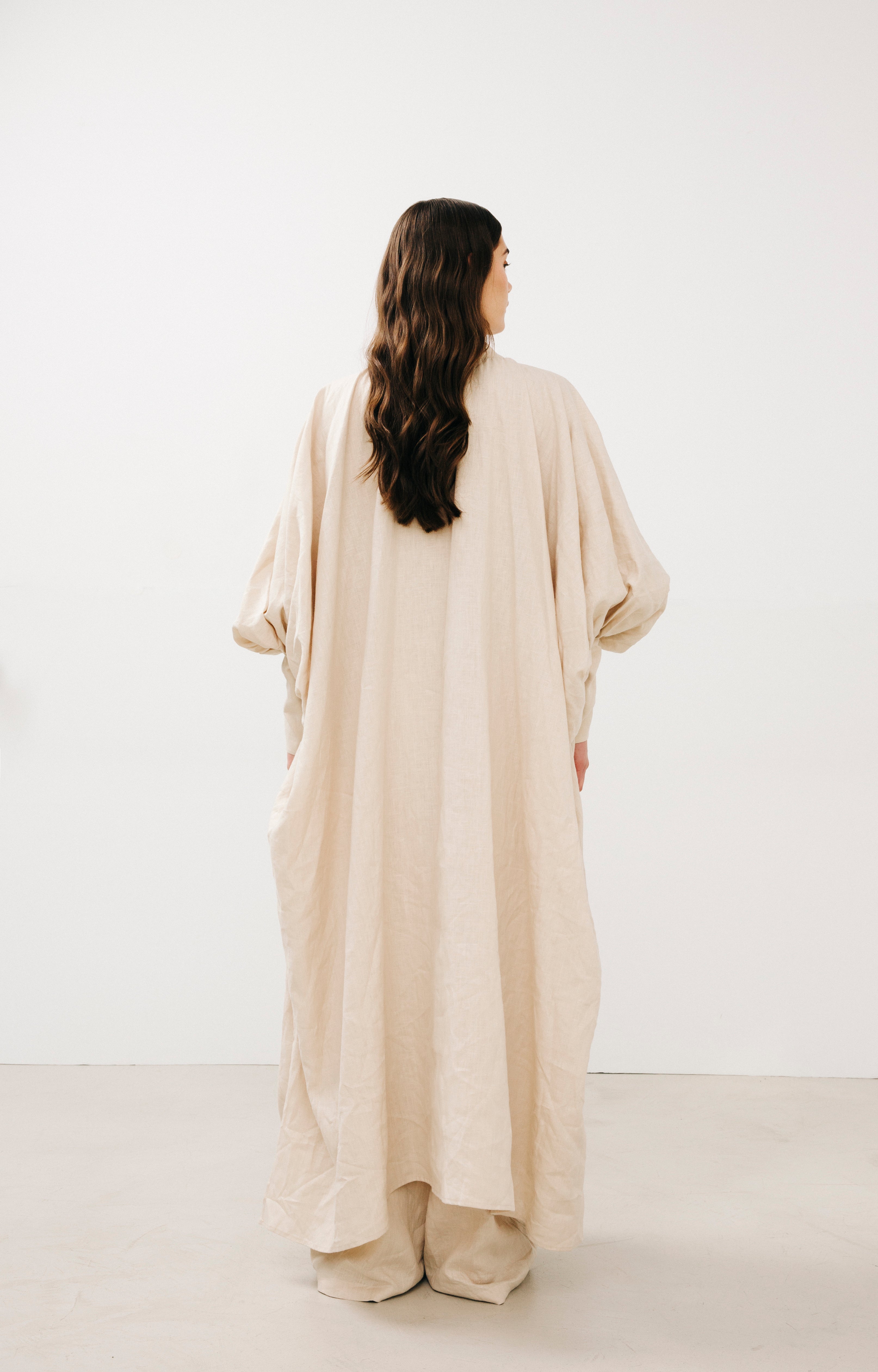 Puffy Sleeve Kaftan in Linen