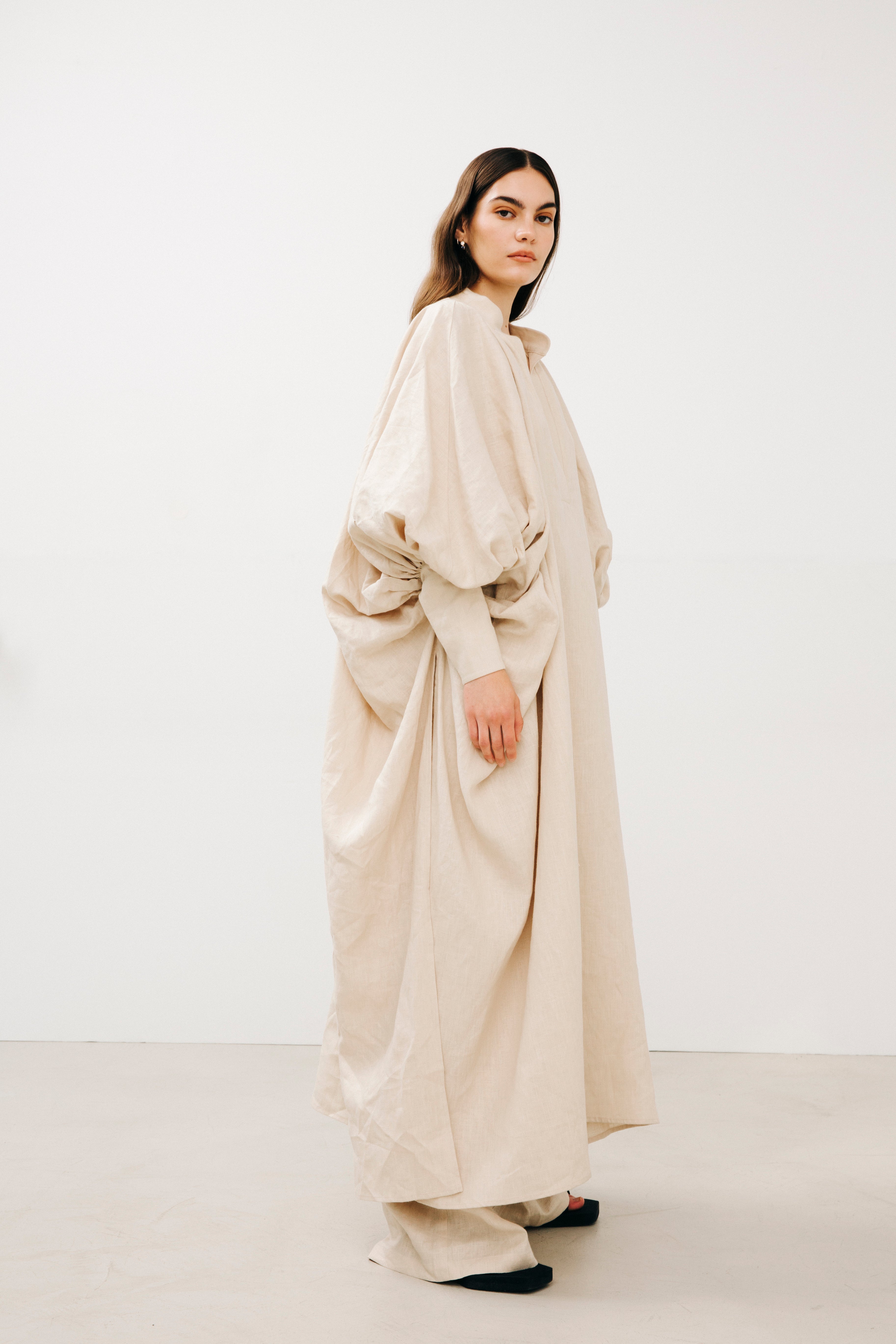 Puffy Sleeve Kaftan in Linen