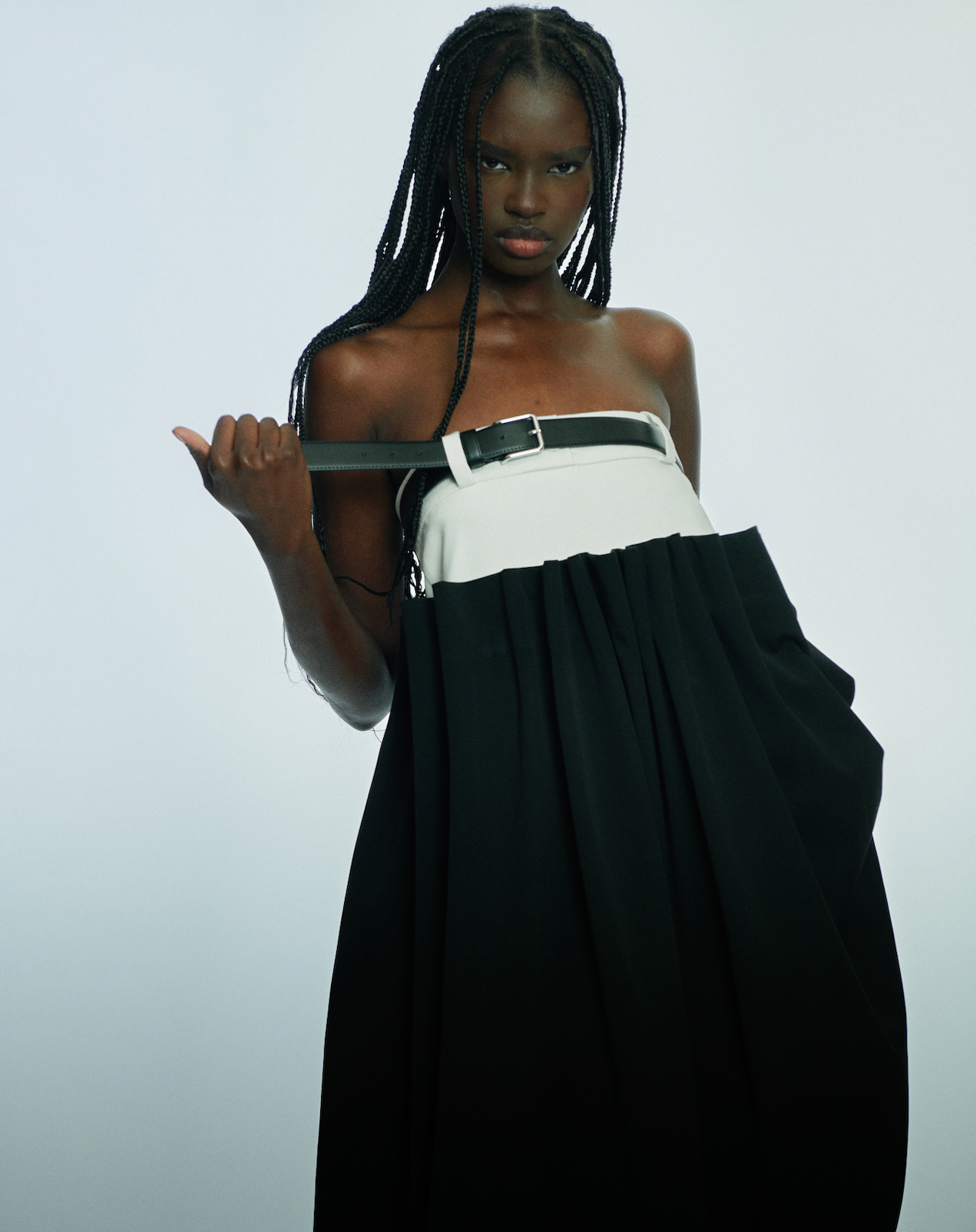 Strapless waistband asymmetrical dress