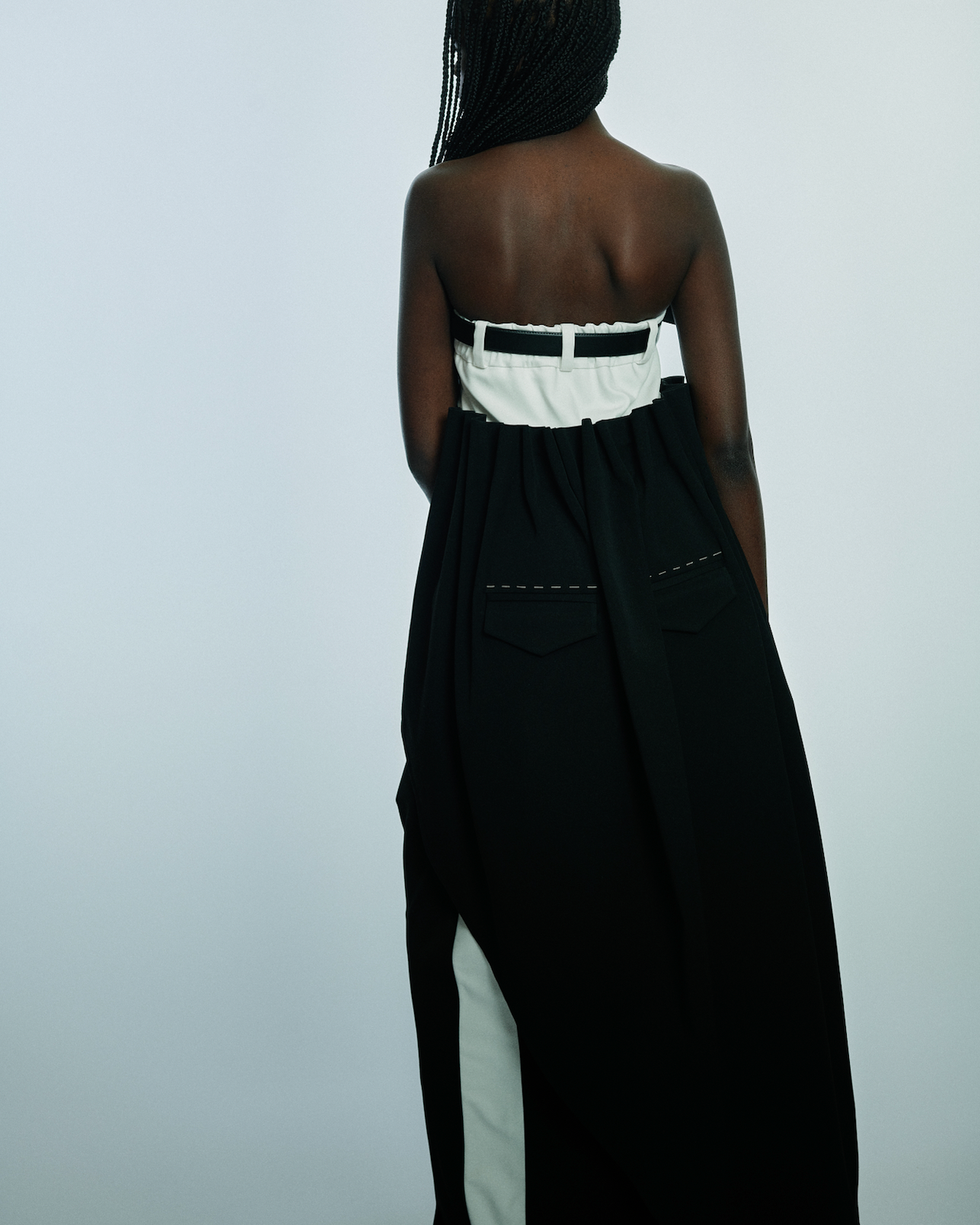 Strapless waistband asymmetrical dress