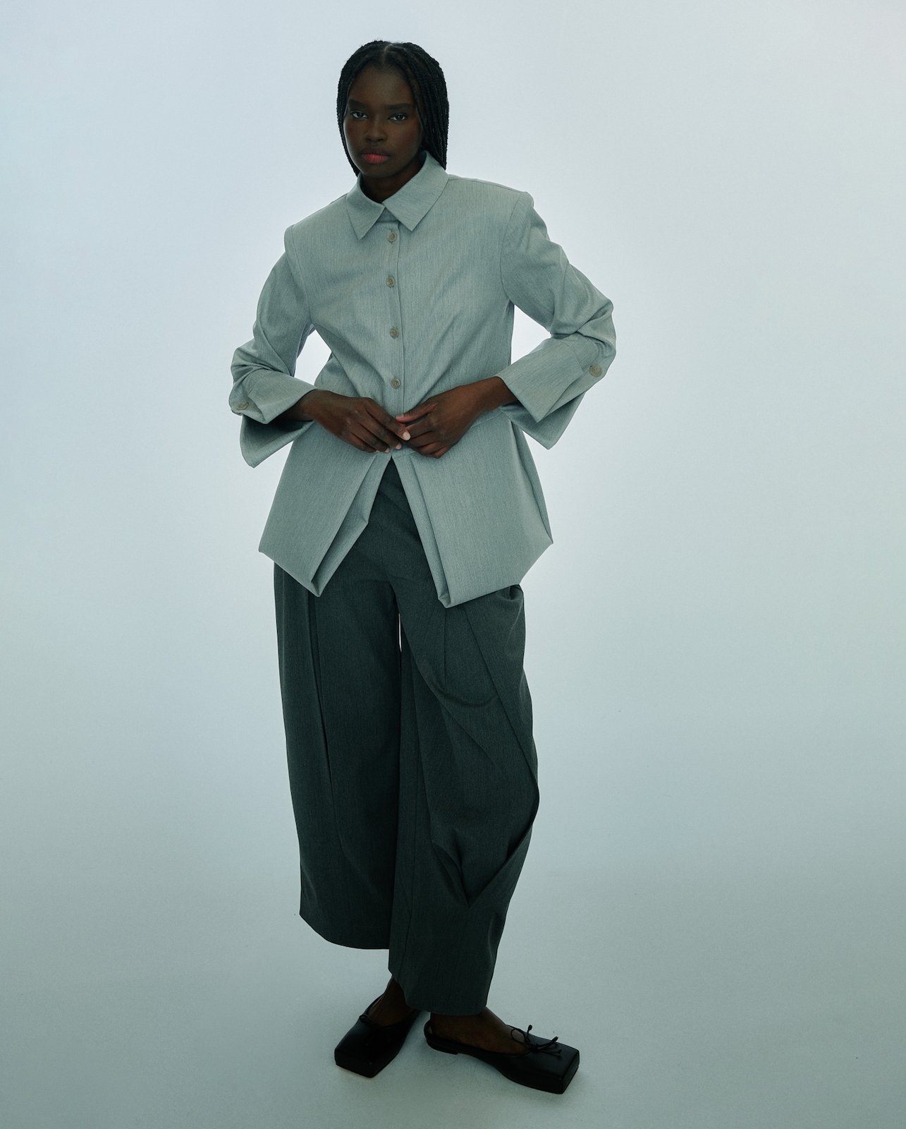 Twisted pleat pants Cotton/Gabardine