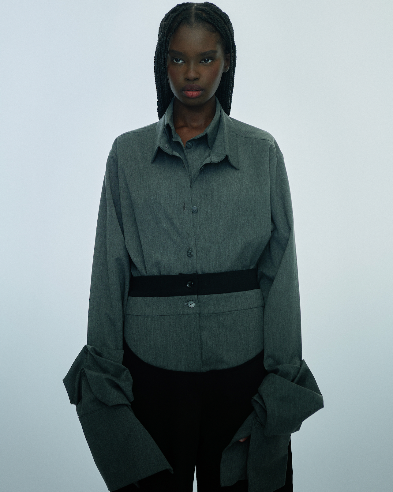 Double-layer shirt in dark grey