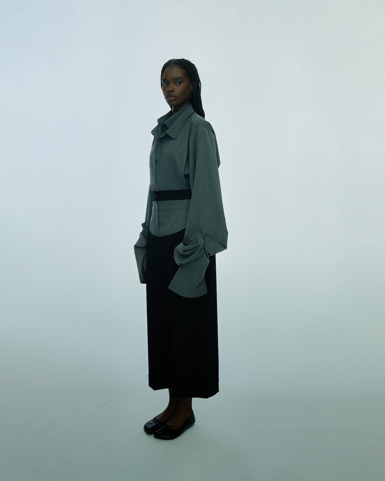 Double-layer shirt in dark grey