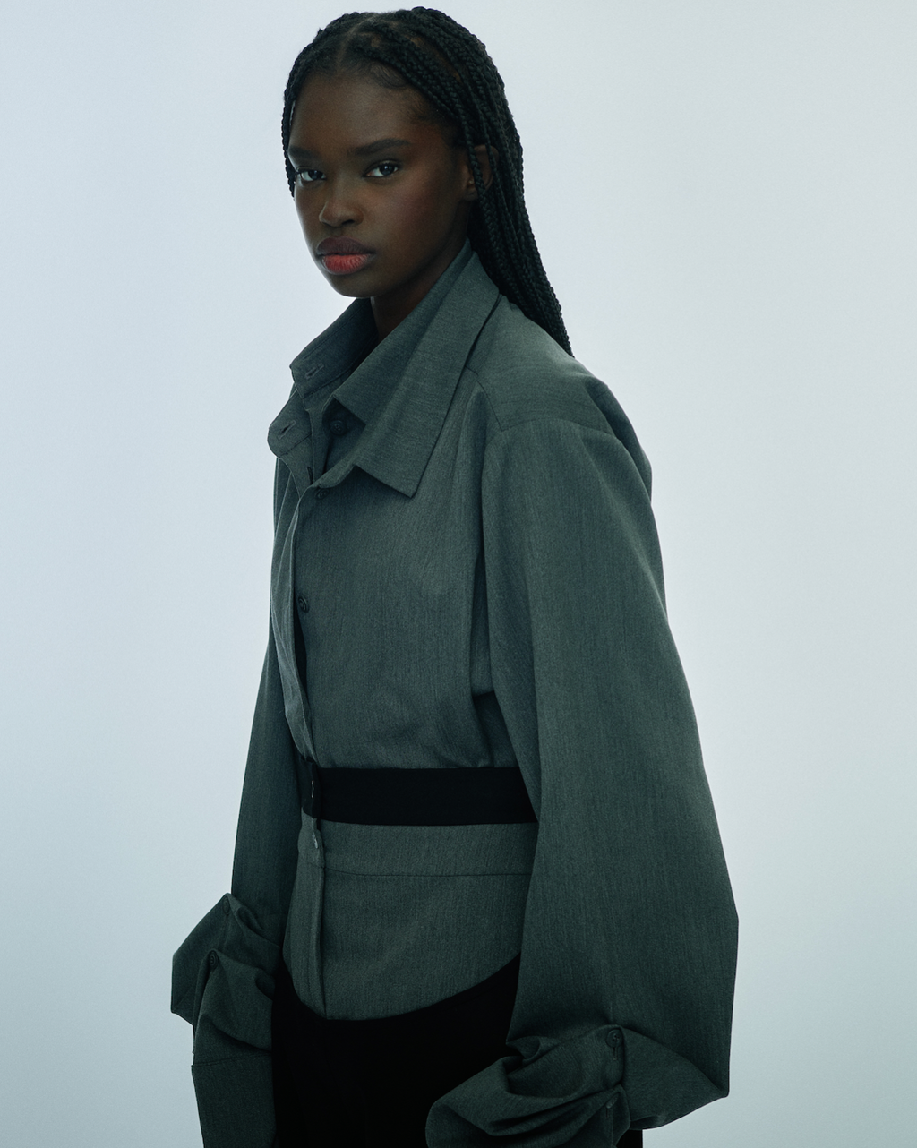 Double-layer shirt in dark grey