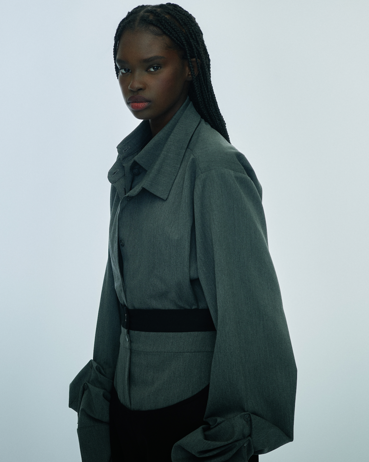 Double-layer shirt in dark grey