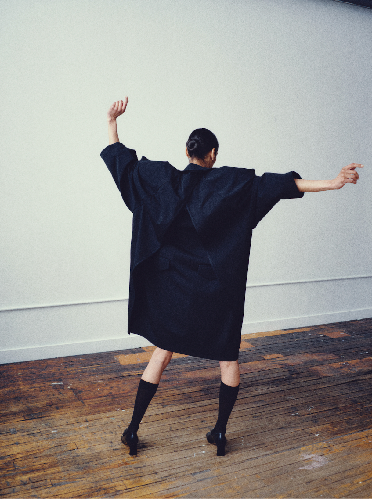 Satin-Layer Asymmetric Coat