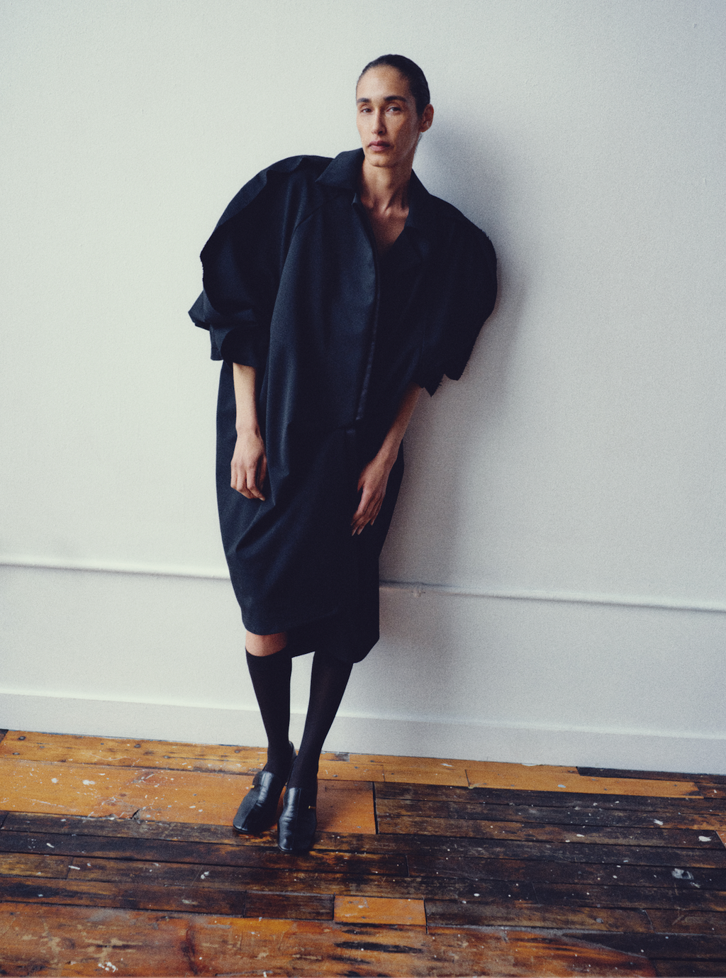 Satin-Layer Asymmetric Coat