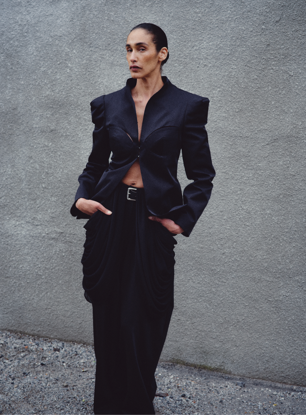 Oversized Shoulder Corset Blazer