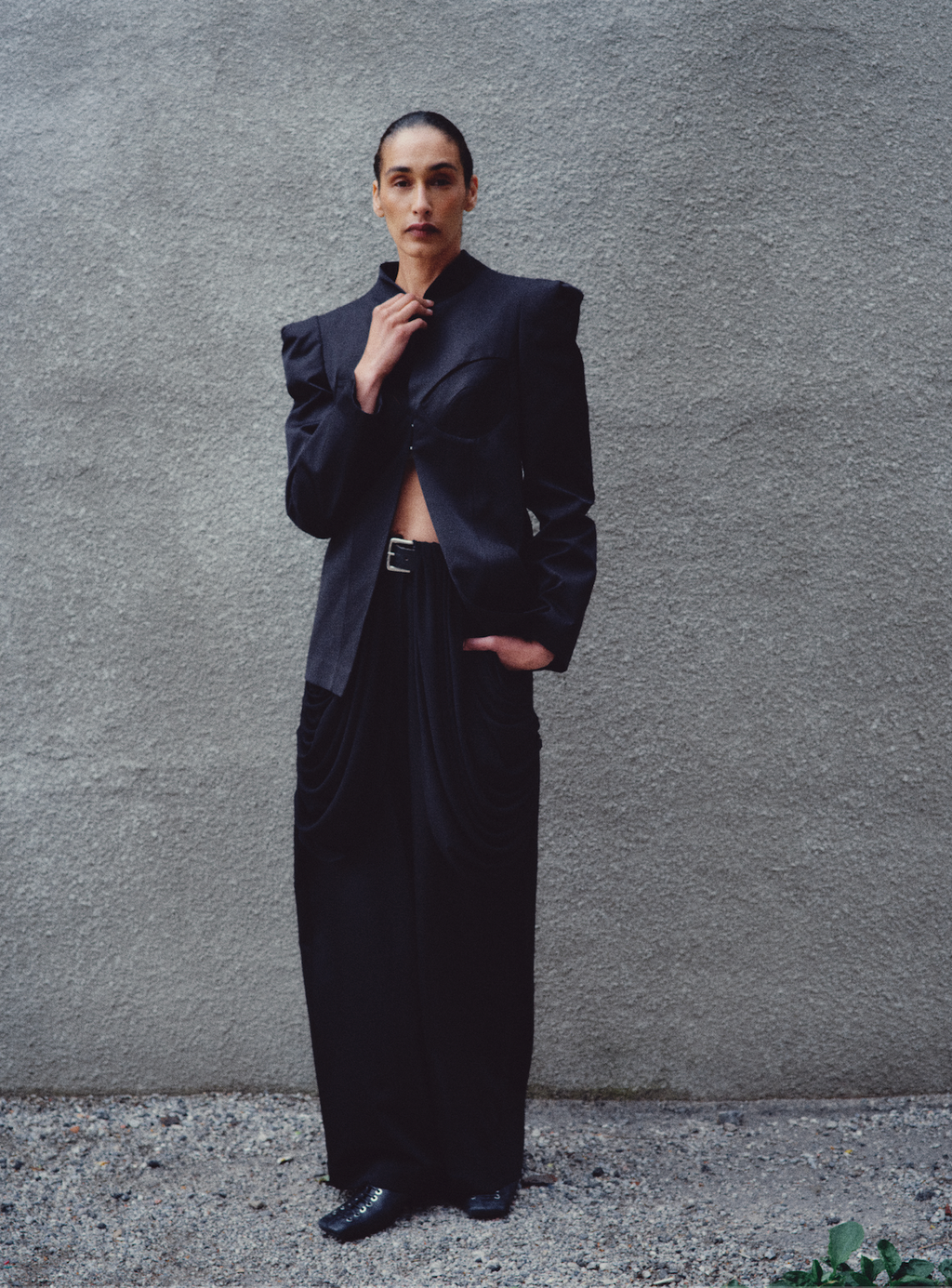 Oversized Shoulder Corset Blazer