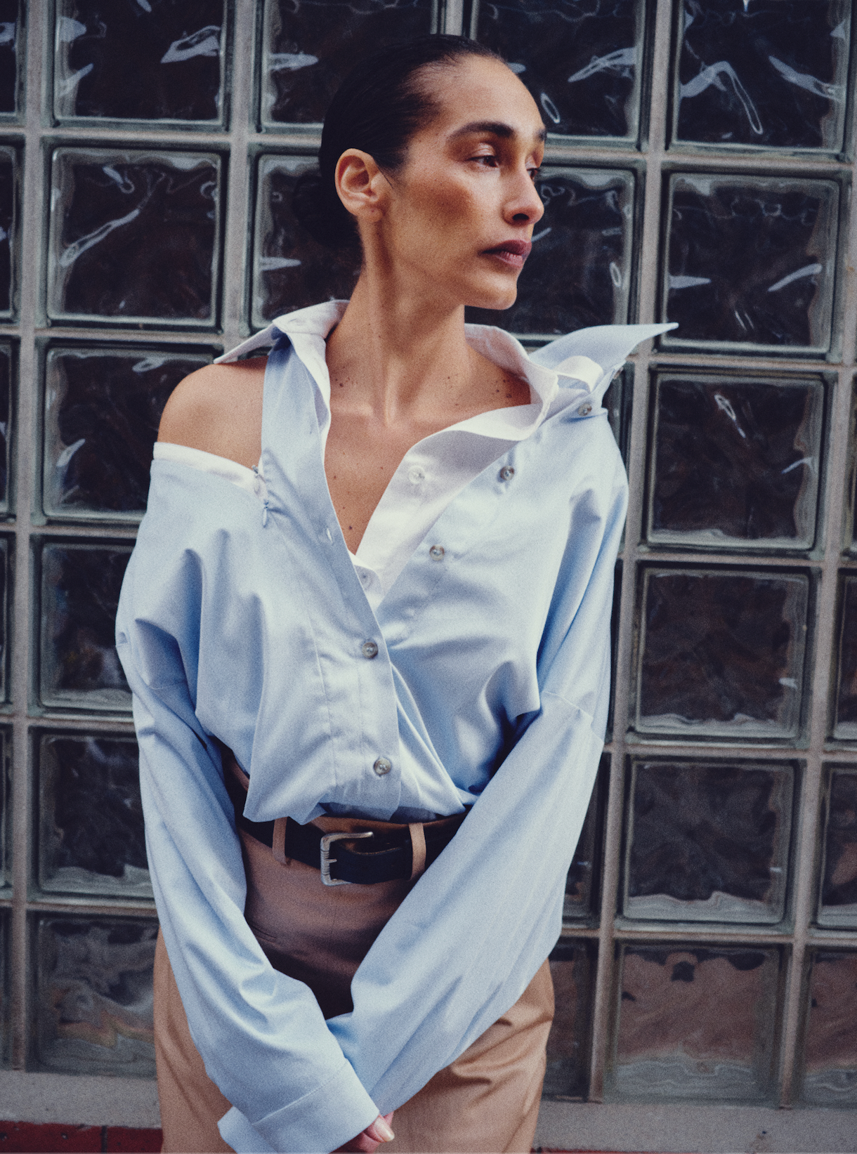 Asymmetric Blouse with Zipper