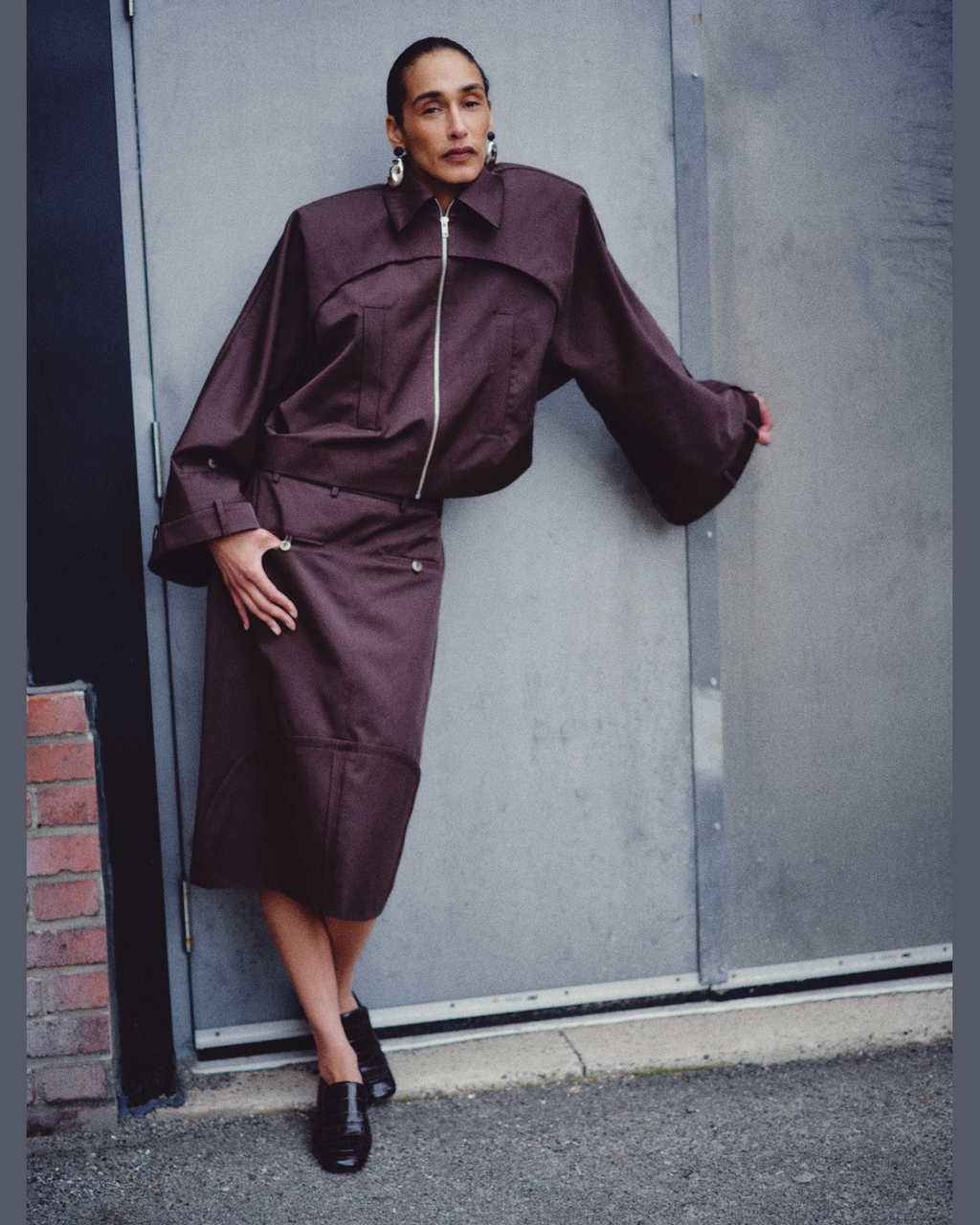 Half Folded Skirt in brown