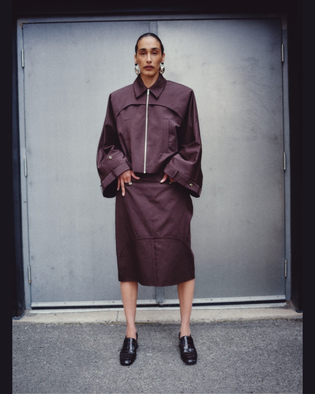 Half Folded Skirt in brown