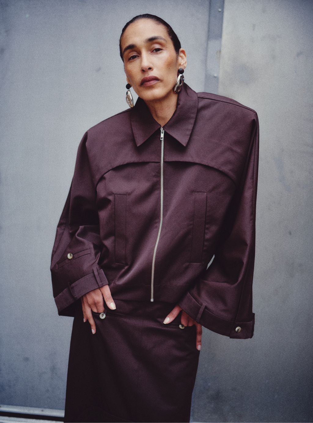 Half Folded Skirt in brown