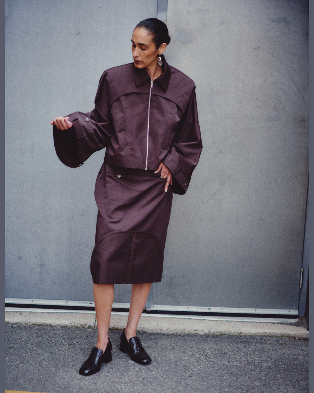 Half Folded Skirt in brown