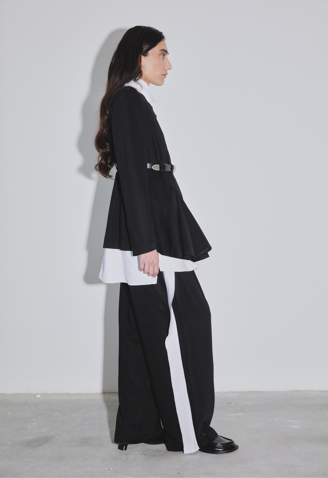 Deconstructed Tuxedo Trousers with White Straps